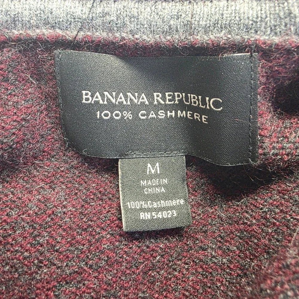 Banana Republic Med Cashmere Shawl Collar Pullover Sweater Burgundy‎ Speckled